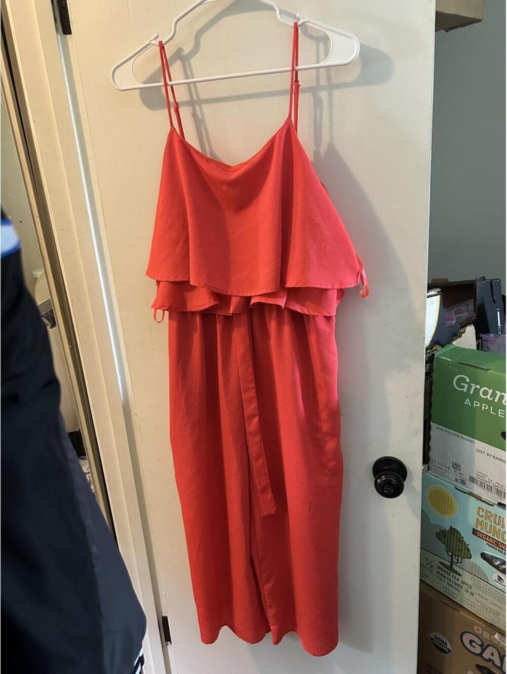 Glamour Orange midi dress with ruffle detail, size XL